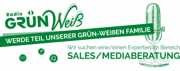 Kunde_Medien_Radio_Radio Grün Weiß_Banner_Job_Mediaberater_2023